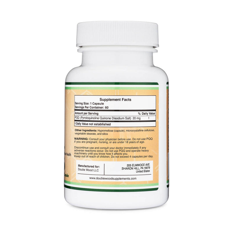 Încărcați imaginea în vizualizatorul Galerie, PQQ (Pyrroloquinoline quinone), 20 mg, Double Wood Supplements, 60 capsule