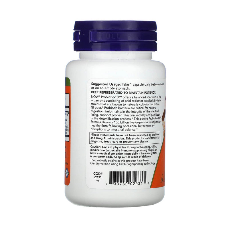 Încărcați imaginea în vizualizatorul Galerie, Probiotic-10 (Probiotice), 100 Billion, Now Foods, 30 capsule