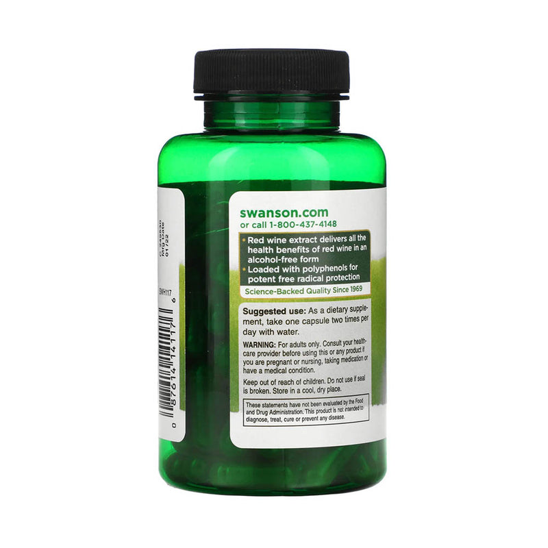Încărcați imaginea în vizualizatorul Galerie, Red Wine Extract (Vita de vie), 500 mg, Swanson, 90 capsule SWH117