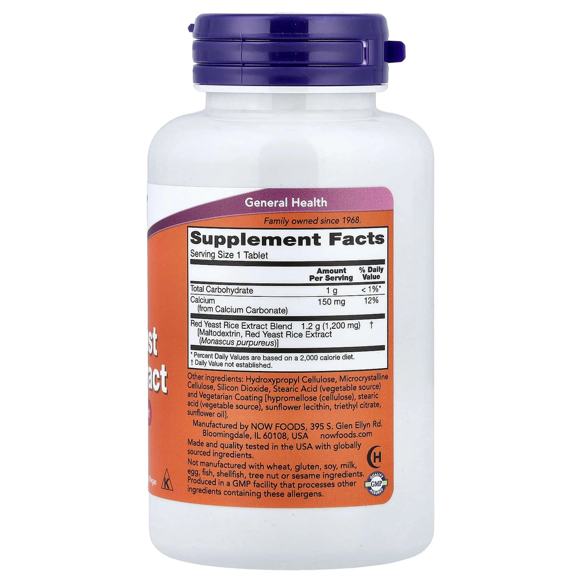 Red Yeast Rice (Drojdie de Orez Rosu), 1200 mg, Now Foods, 60 tablete
