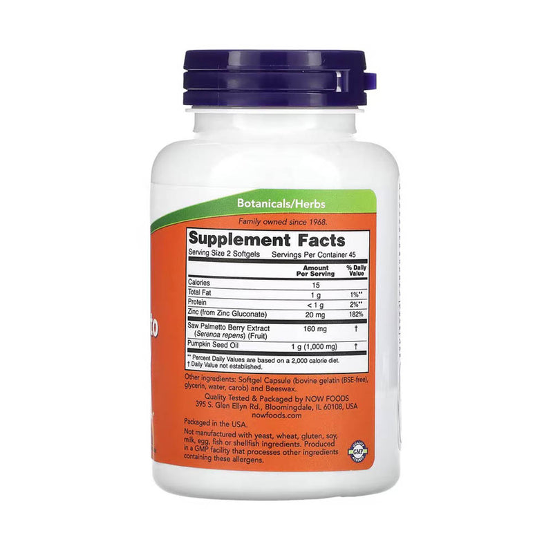 Încărcați imaginea în vizualizatorul Galerie, Saw Palmetto Extract cu Ulei de Semințe de Dovleac si Zinc, Now Foods, 90 softgels
