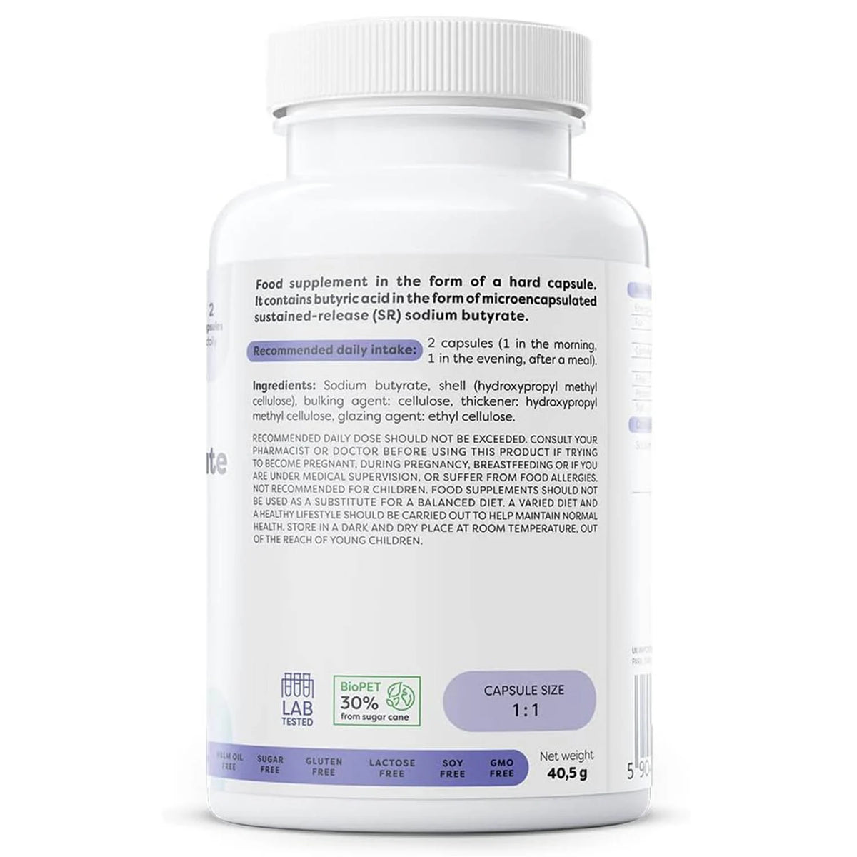 Sodium butyrate, Sustained Release, 960 mg, Osavi, 60 capsule