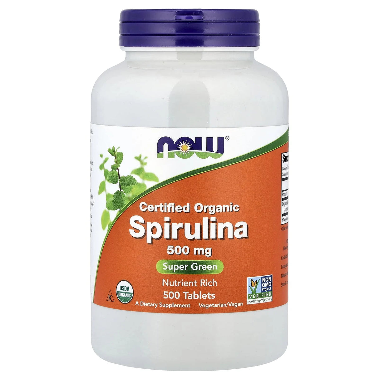Spirulina Certificata Organic, 500 mg, Now Foods, 500 tablete