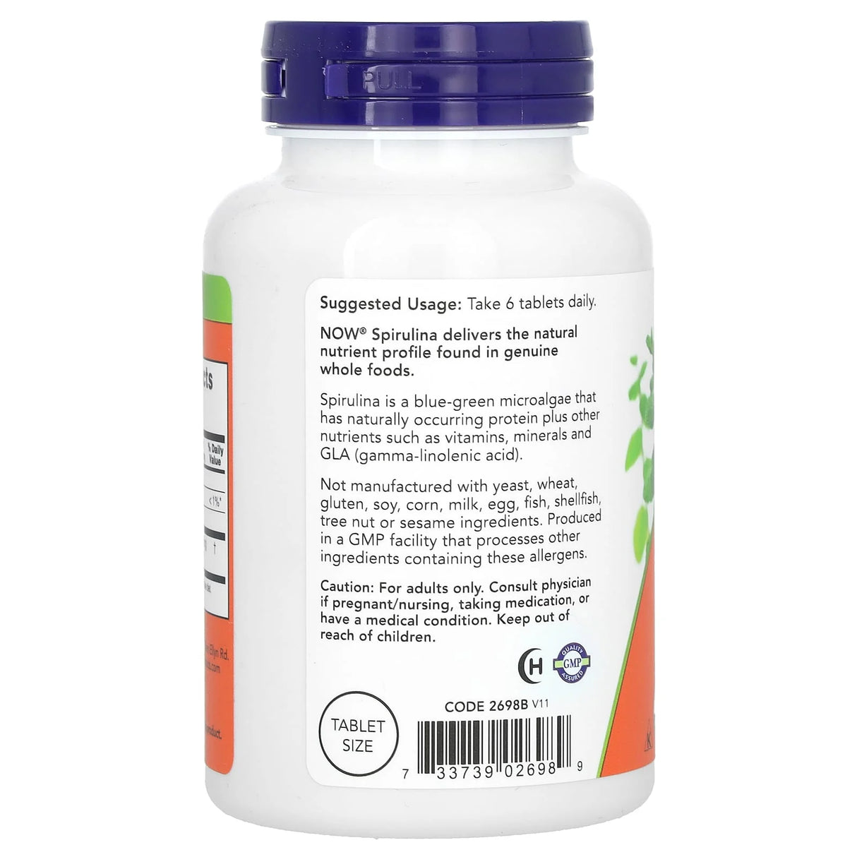 Spirulina Certificata Organic, 500 mg, Now Foods, 200 tablete
