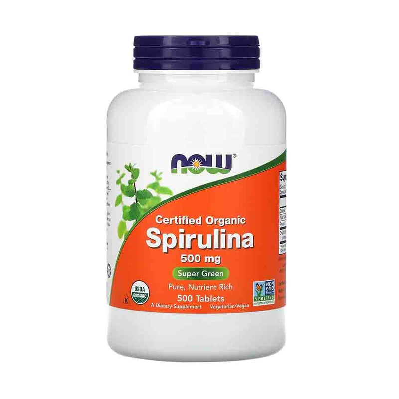 Încărcați imaginea în vizualizatorul Galerie, Spirulina Certificata Organic, 500 mg, Now Foods, 100 tablete