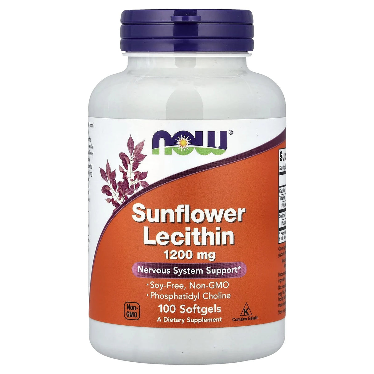 Sunflower Lecithin 1200mg (Lecitina din Floarea Soarelui), Now Foods, 100 softgels