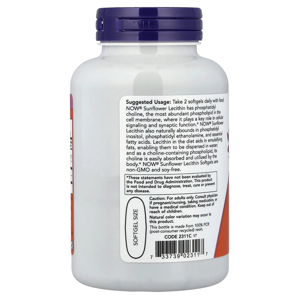 Sunflower Lecithin 1200mg (Lecitina din Floarea Soarelui), Now Foods, 100 softgels