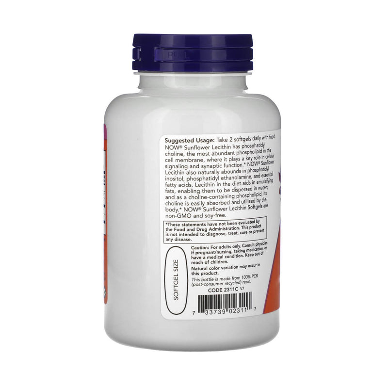 Încărcați imaginea în vizualizatorul Galerie, Sunflower Lecithin 1200mg (Lecitina din Floarea Soarelui), Now Foods, 100 softgels