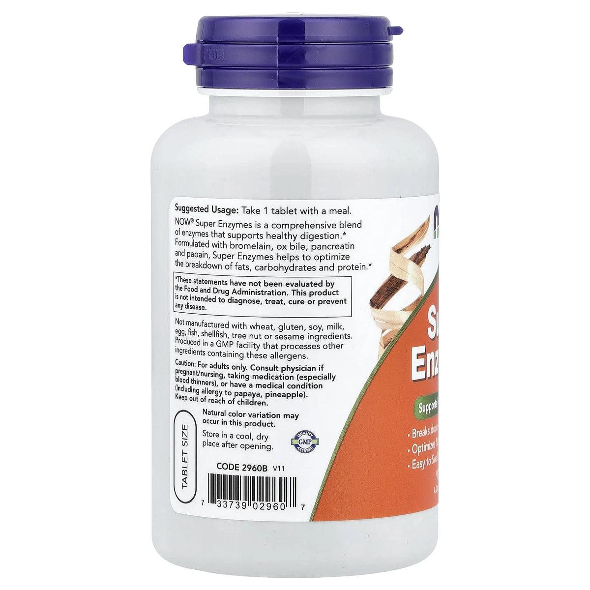 Super Enzymes (Enzime Digestive cu Spectru Larg), Now Foods, 90 tablete