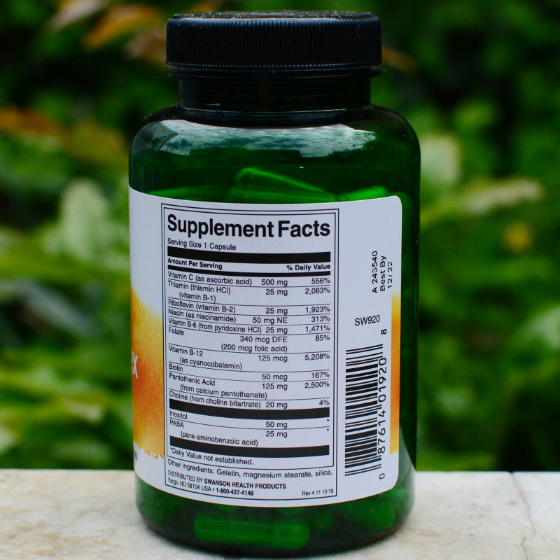 Încărcați imaginea în vizualizatorul Galerie, Super Stress B-Complex with Vitamin C, Swanson, 100 capsule SW920