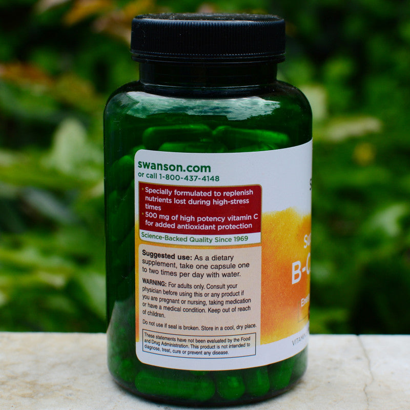 Încărcați imaginea în vizualizatorul Galerie, Super Stress B-Complex with Vitamin C, Swanson, 100 capsule SW920