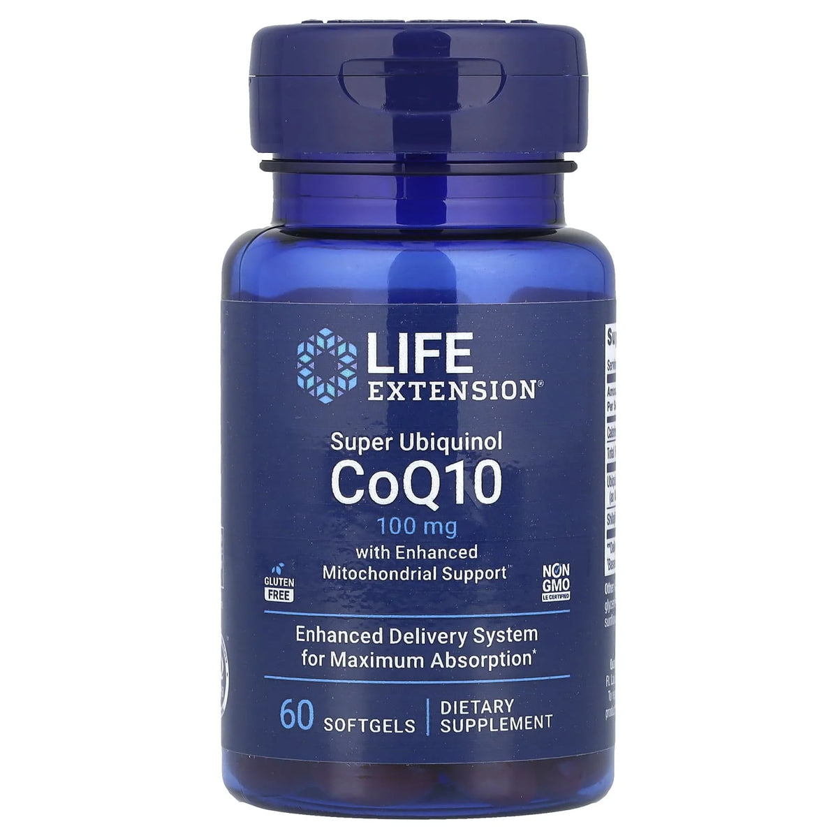 Super Ubiquinol CoQ10 100 mg with Enhanced Mitochondrial Support, Life Extension, 60 Softgels