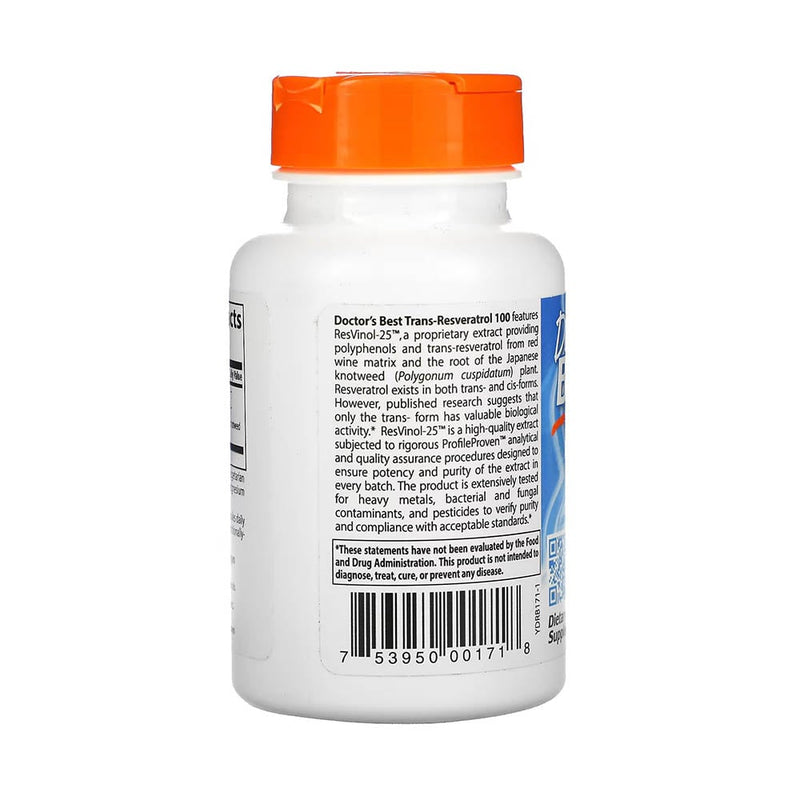 Încărcați imaginea în vizualizatorul Galerie, Trans-Resveratrol with Resvinol, 100 mg, Doctor's Best, 60 capsule