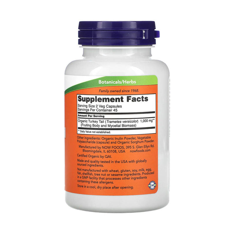 Încărcați imaginea în vizualizatorul Galerie, Turkey Tail Organic (Ciuperca Coada de Curcan), 500 mg, NOW Foods, 90 capsule
