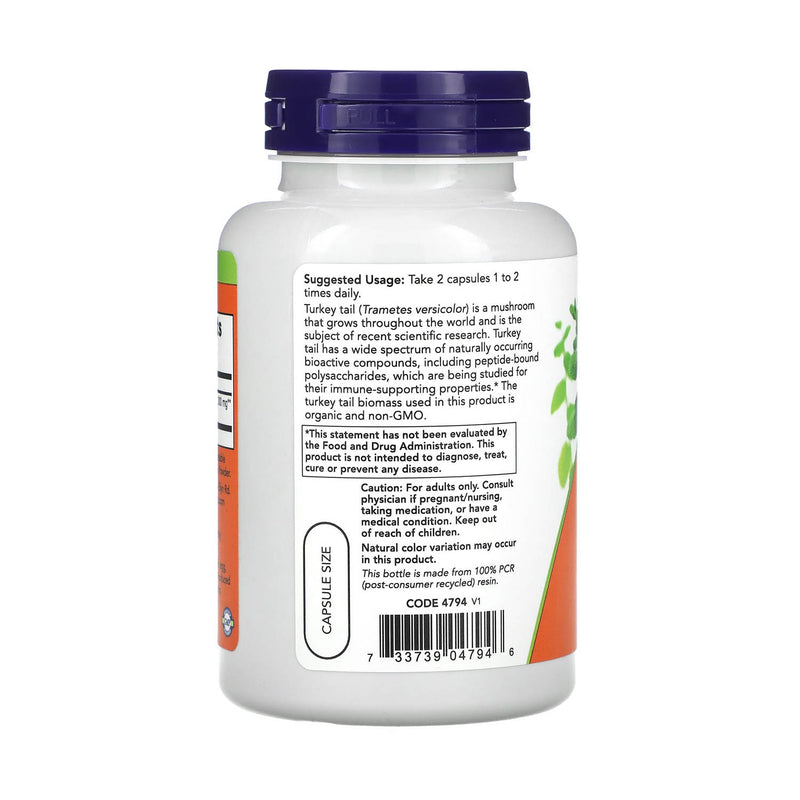 Încărcați imaginea în vizualizatorul Galerie, Turkey Tail Organic (Ciuperca Coada de Curcan), 500 mg, NOW Foods, 90 capsule