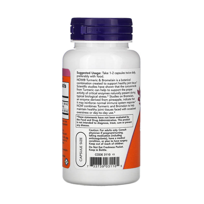 Încărcați imaginea în vizualizatorul Galerie, Turmeric & Bromelain,(Standardized Extract) Now Foods, 90 capsule