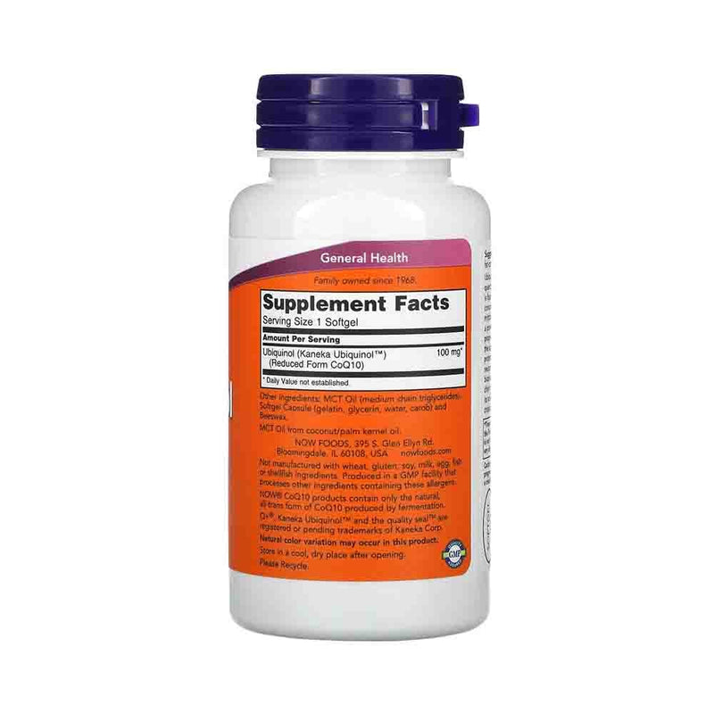 Încărcați imaginea în vizualizatorul Galerie, Ubiquinol (Active CoQ10), 100mg, Now Foods, 60 softgels