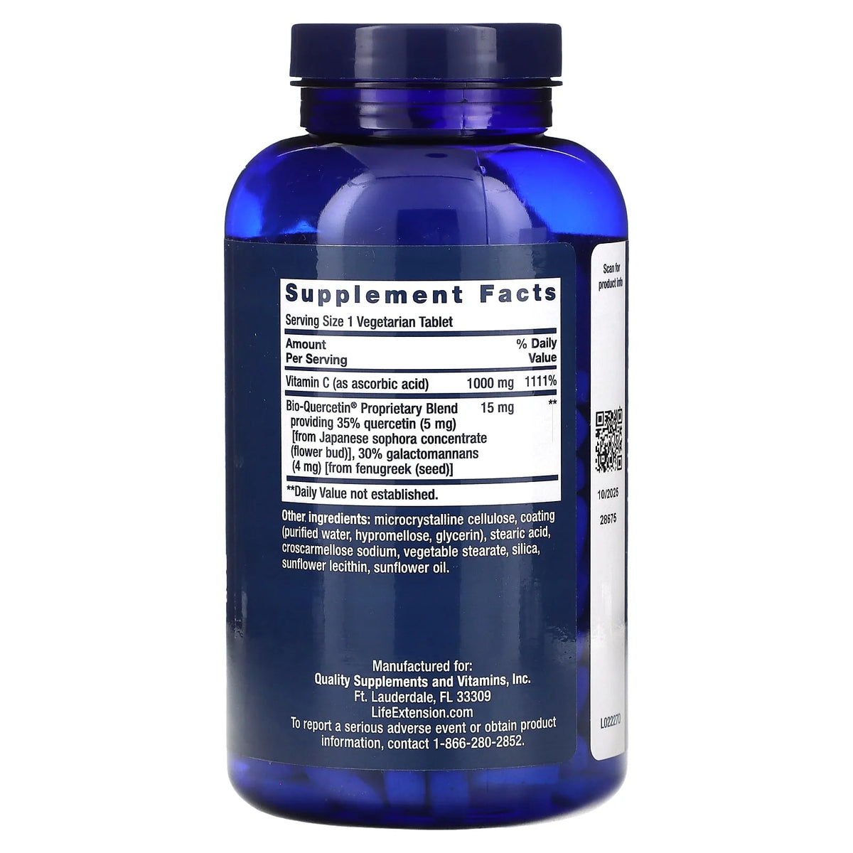 Vitamin C and Bio-Quercetin, Life Extension, 250 tablete