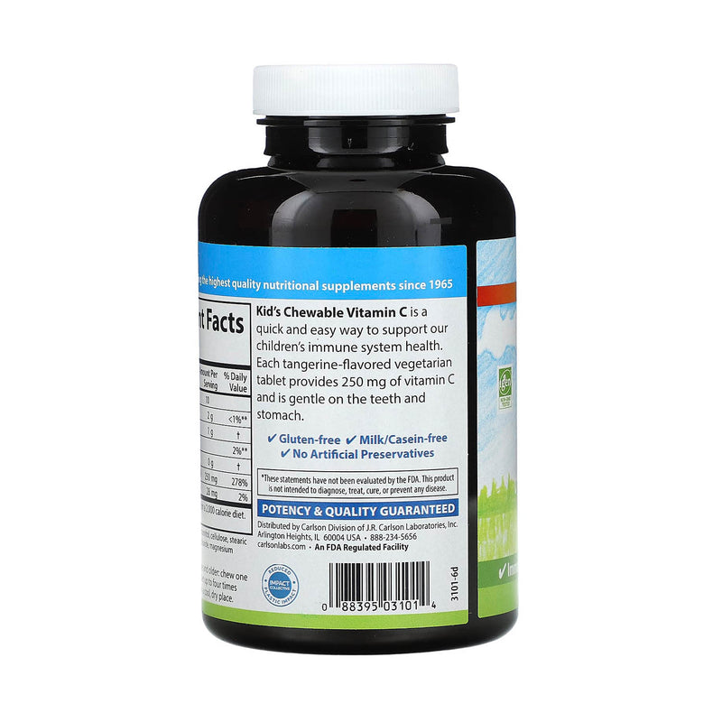 Încărcați imaginea în vizualizatorul Galerie, Vitamin C, Kid's Chewable, 250 mg, Carlson, 120 tablete masticabile