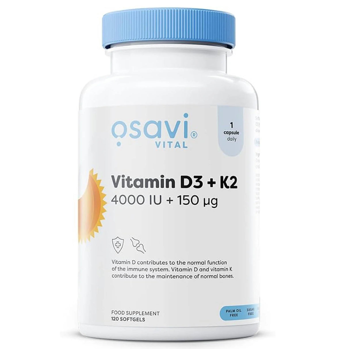 Vitamin D3 + K2, 4000 IU / 150 mcg, Osavi, 120 softgels