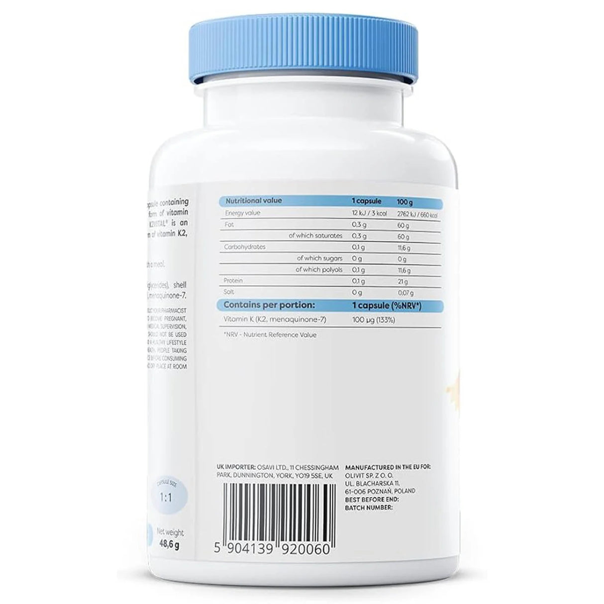 Vitamin K2 MK-7 (Menachinona), 100 mcg, Osavi, 120 softgels