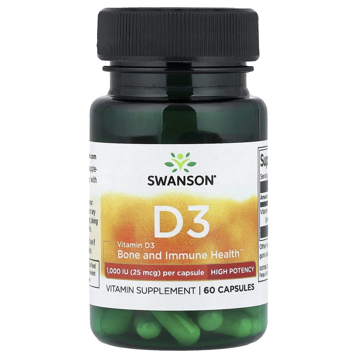 Vitamina D-3, 1000 IU, Swanson, 60 capsule SW1510