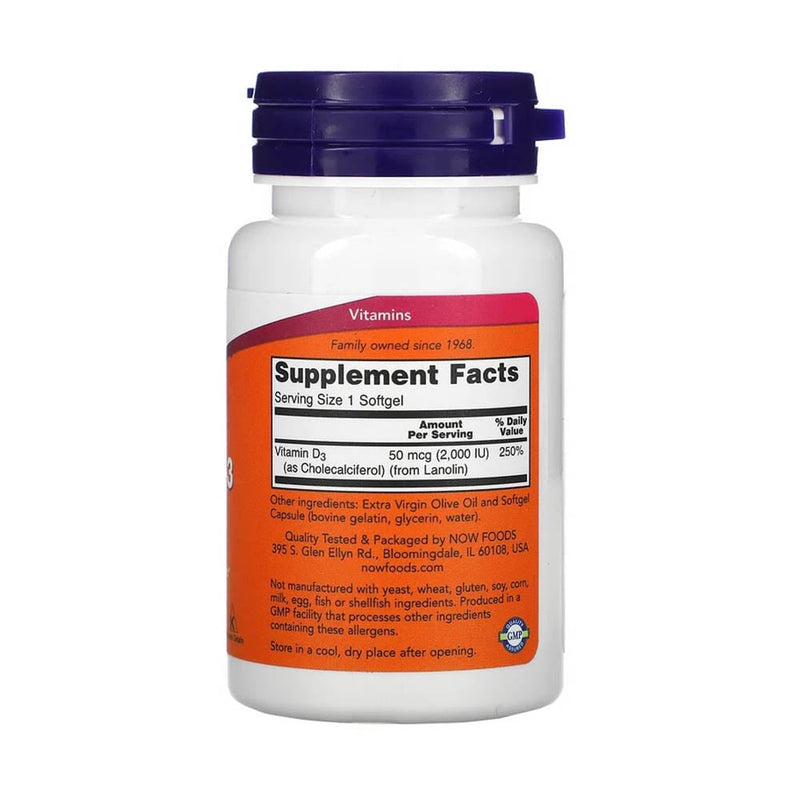 Încărcați imaginea în vizualizatorul Galerie, Vitamina D3, 2000 IU, Now Foods, 120 softgels