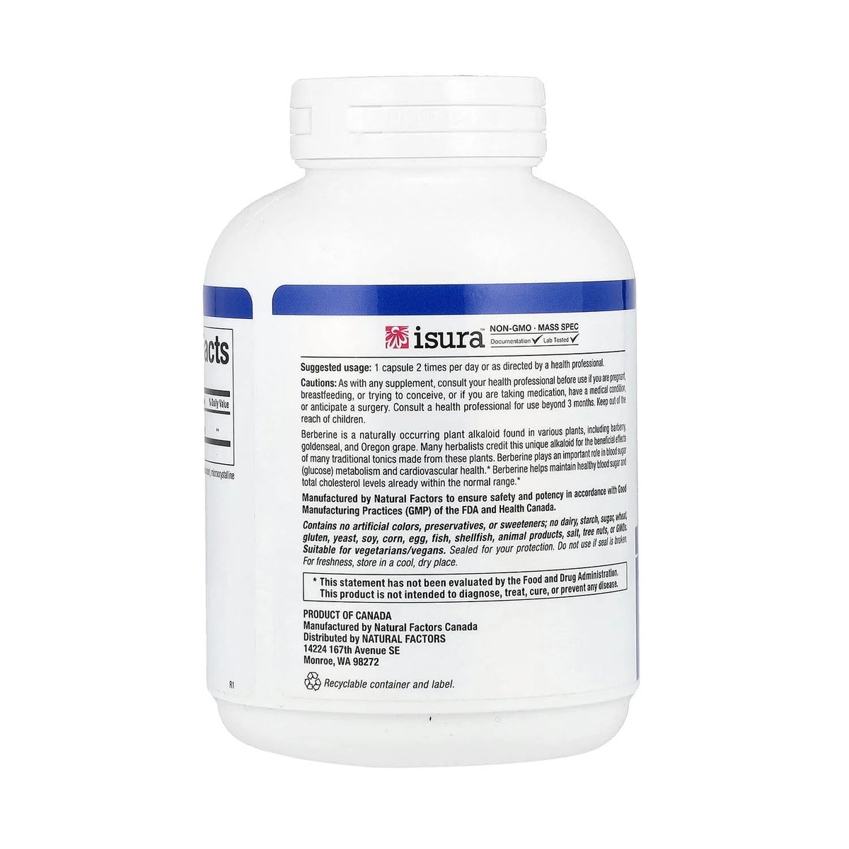 Berberine HCl Extract (Echilibru Glicemic) 500 mg, Natural Factors, 120 capsule
