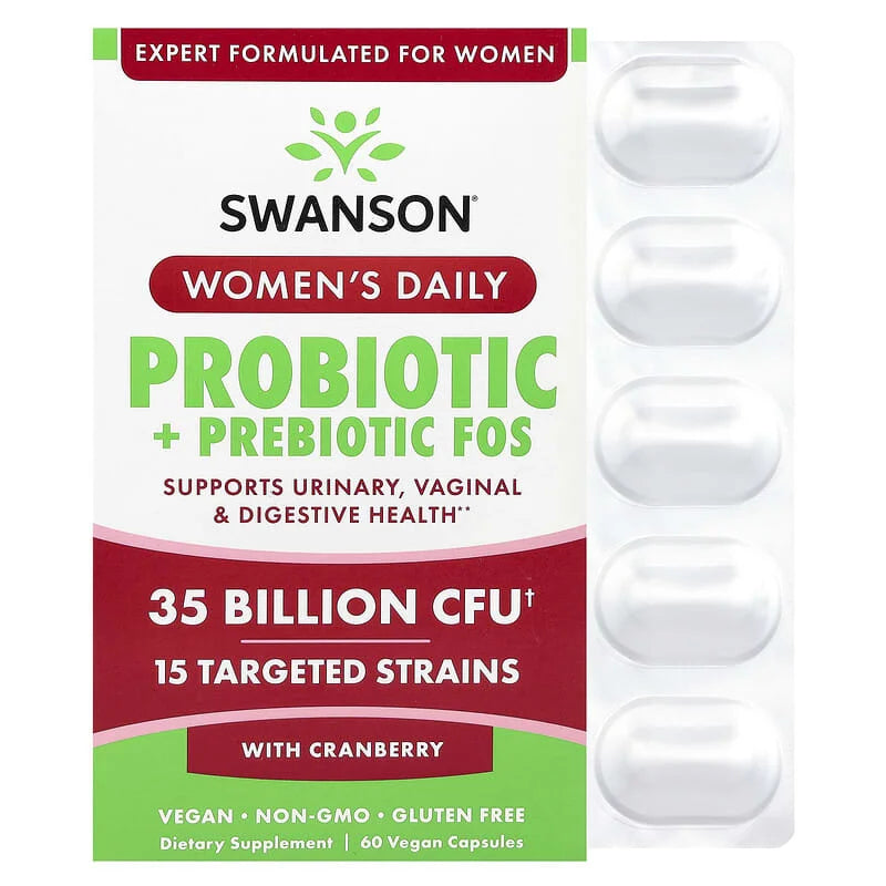 Women's Probiotic + Prebiotic FOS With Cranberry, 35 Billion CFU, Swanson, 60 capsule SW1937