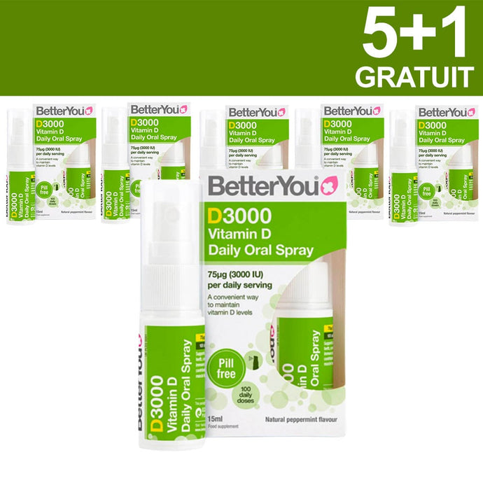 5+1 Gratuit D3000 IU, Daily Vitamin D Oral Spray, BetterYou, 15 ml