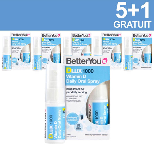 5+1 Gratuit DLUX 1000 IU Vitamin D Oral Spray, BetterYou, 15ml