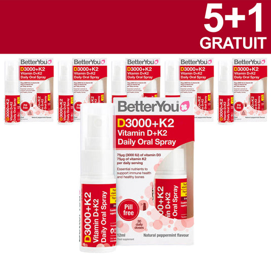 5+1 Gratuit DLux D3000 + K2 Vitamin Oral Spray, BetterYou, 12 ml