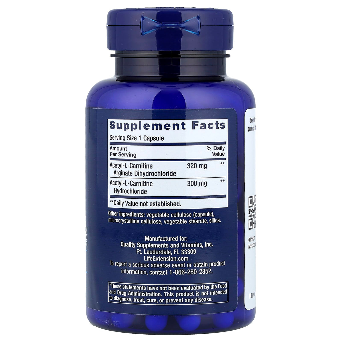Acetyl-L-Carnitine Arginate, Life Extension, 90 capsule