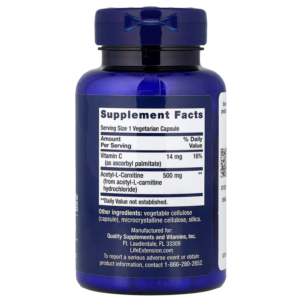 Acetyl-L-Carnitine, 500 mg, Life Extension, 100 capsule