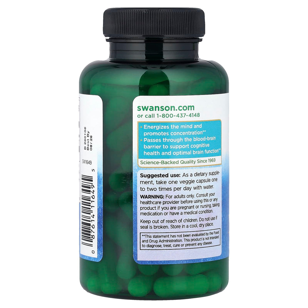 Acetyl L-Carnitine, 500mg, Swanson, 100 capsule SW1649
