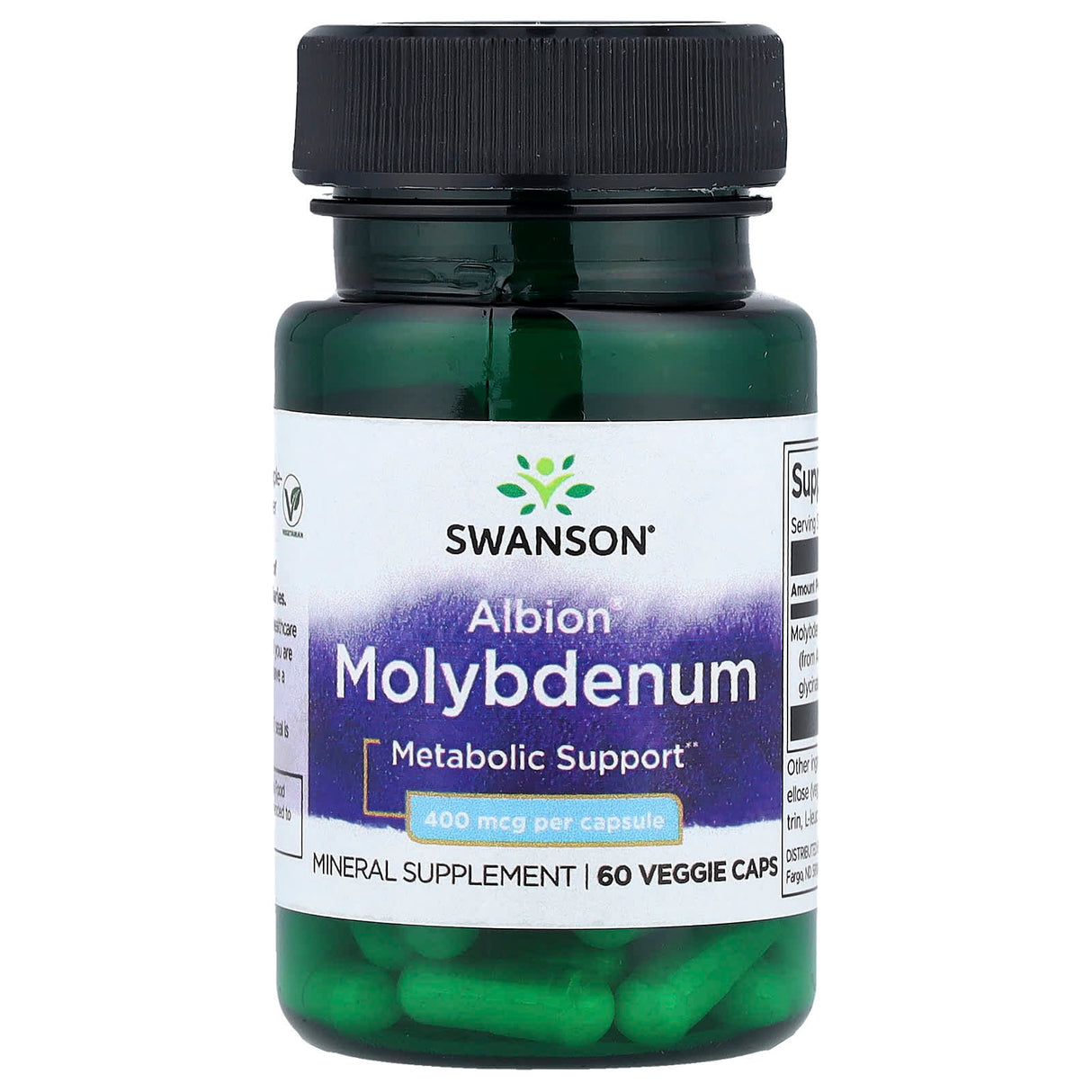 Albion Chelated Molybdenum (Molibden), 400 mcg, Swanson, 60 capsule SWU838