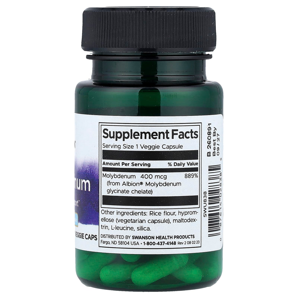 Albion Chelated Molybdenum (Molibden), 400 mcg, Swanson, 60 capsule SWU838