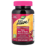 Alive! Hair, Skin & Nails Premium Gummy, Nature's Way, 60 Gummies