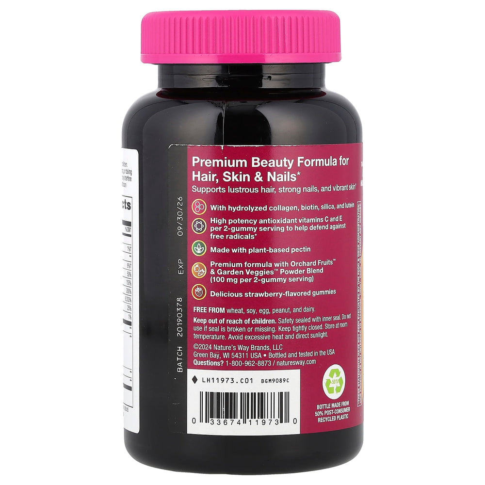 Alive! Hair, Skin & Nails Premium Gummy, Nature's Way, 60 Gummies