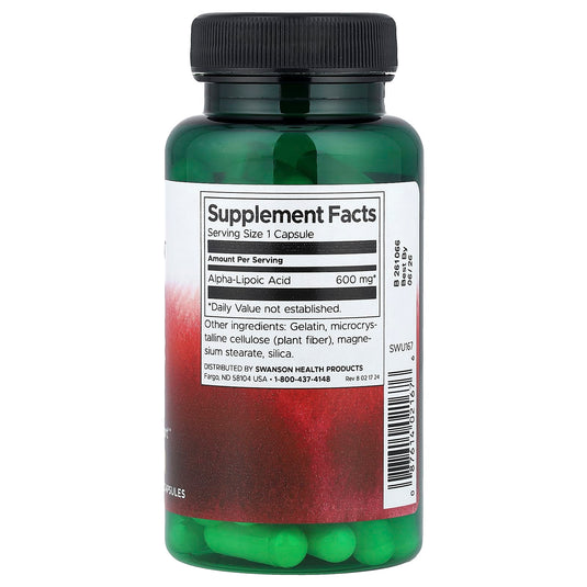 Alpha Lipoic Acid (ALA), 600mg, Swanson, 60 capsule SWU167