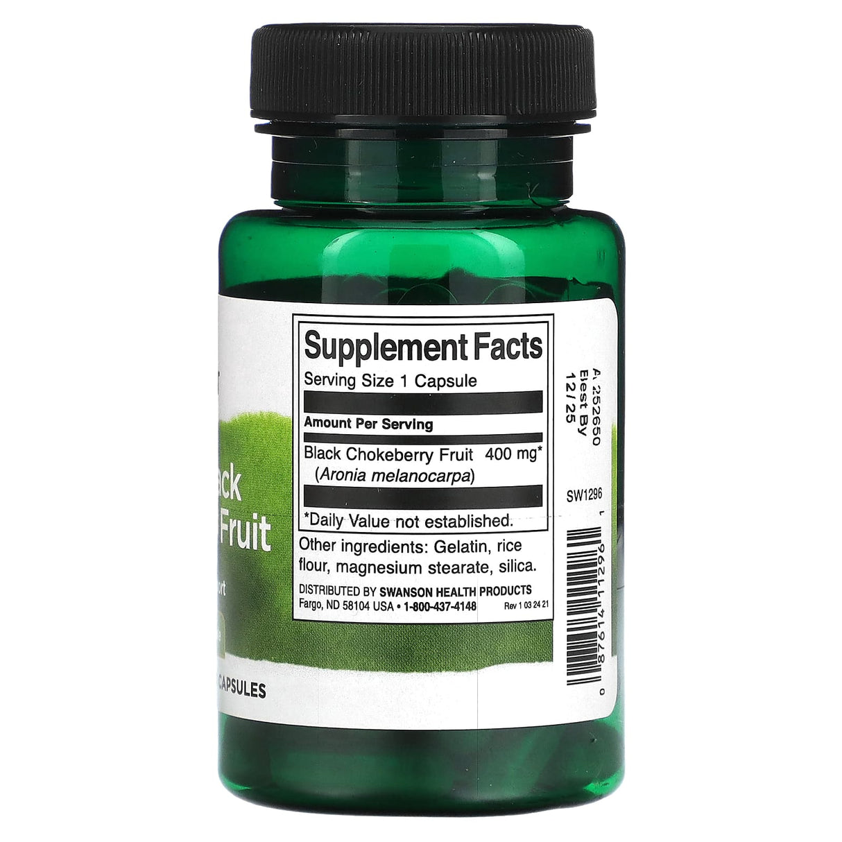 Aronia Black Chokeberry Fruit, 400 mg, Swanson, 60 capsule SW1296