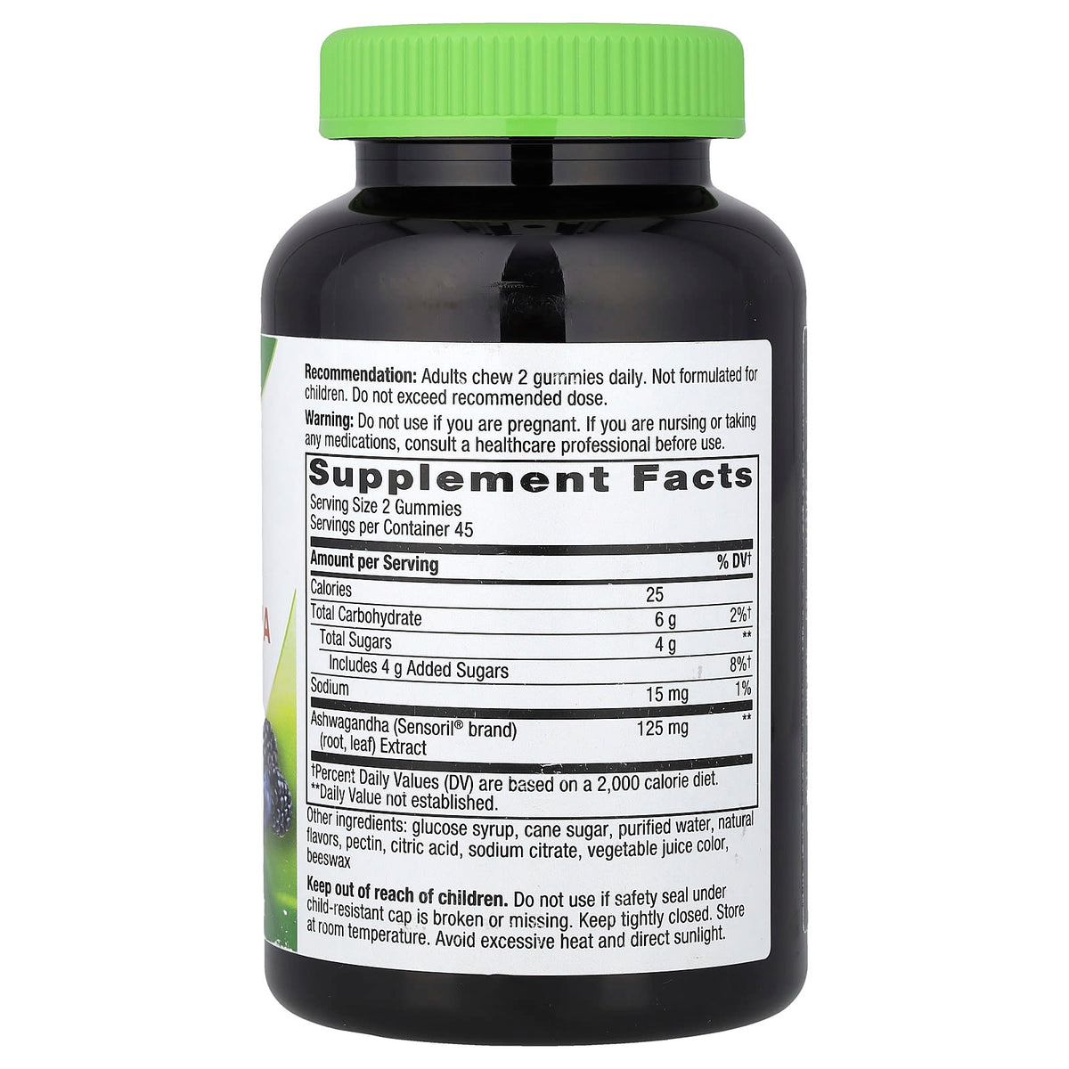 Ashwagandha Gummy, Berry, 125 mg, Nature's Way, 90 jeleuri