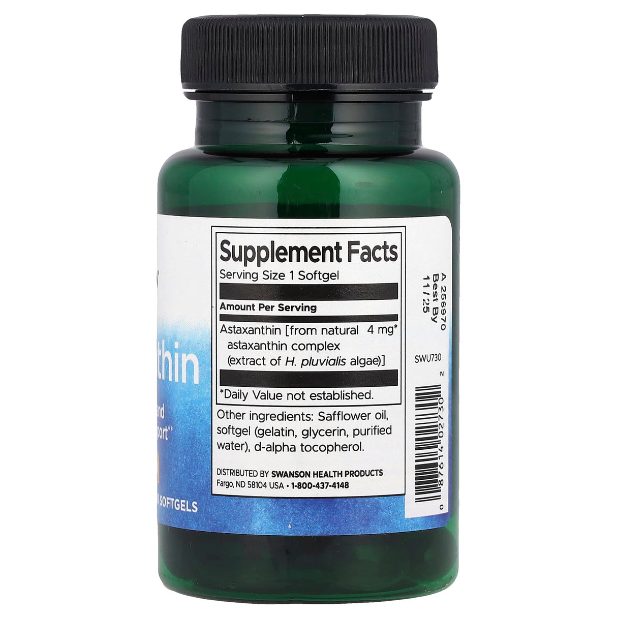 Astaxanthin (Astaxantina), 4 mg, Swanson, 60 softgels SWU730