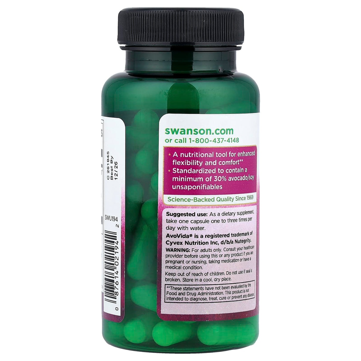 AvoVida Fitosteroli (Avocado/Soia), 100 mg, Swanson, 60 capsule SWU194
