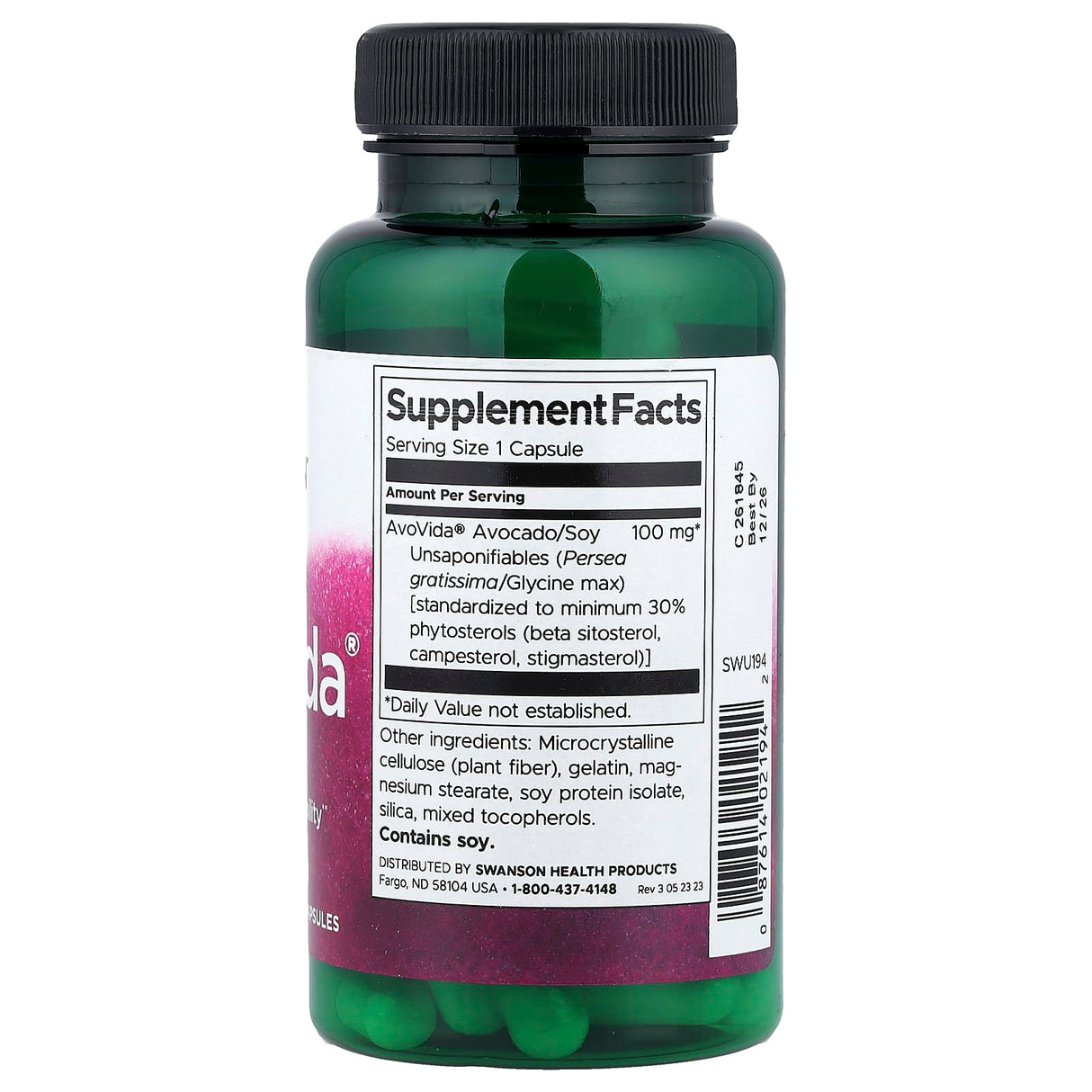 AvoVida Fitosteroli (Avocado/Soia), 100 mg, Swanson, 60 capsule SWU194
