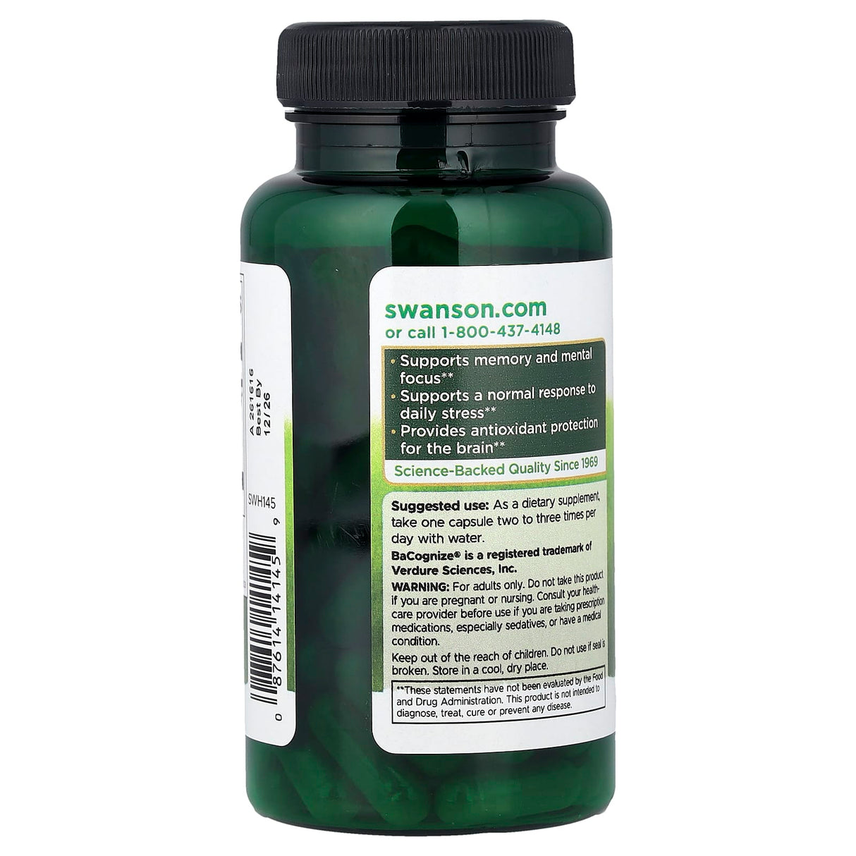 Bacopa Monnieri, 250mg, Swanson, 90 capsule SWH145