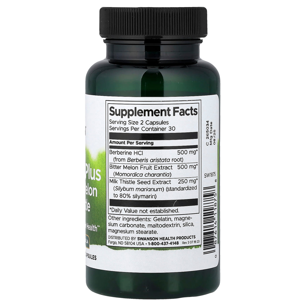 Berberine Plus with Bitter Melon & Milk Thistle, Swanson, 60 capsule SW1875