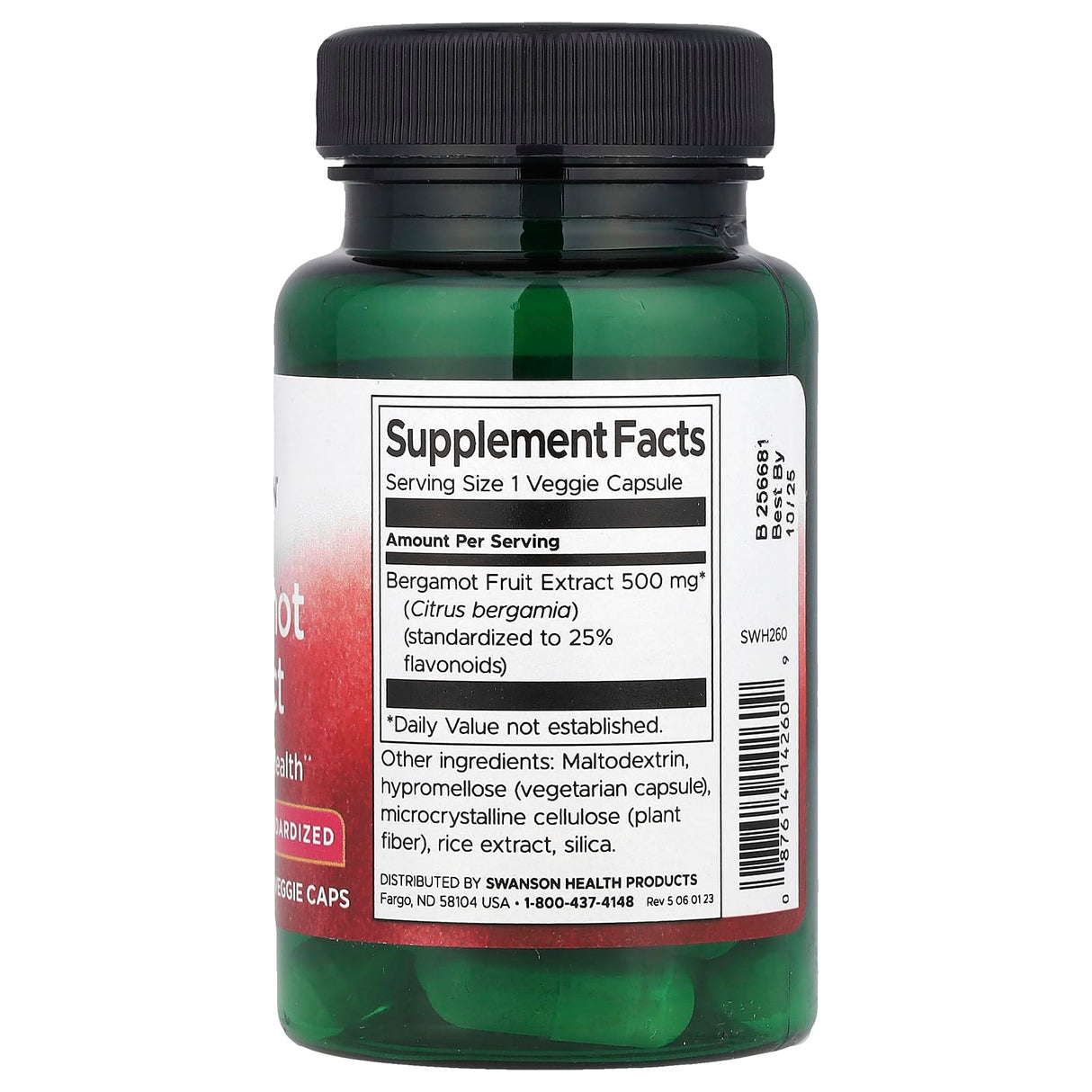 Bergamot Extract with BERGAVIT, 500mg, Swanson, 30 capsule SWH260