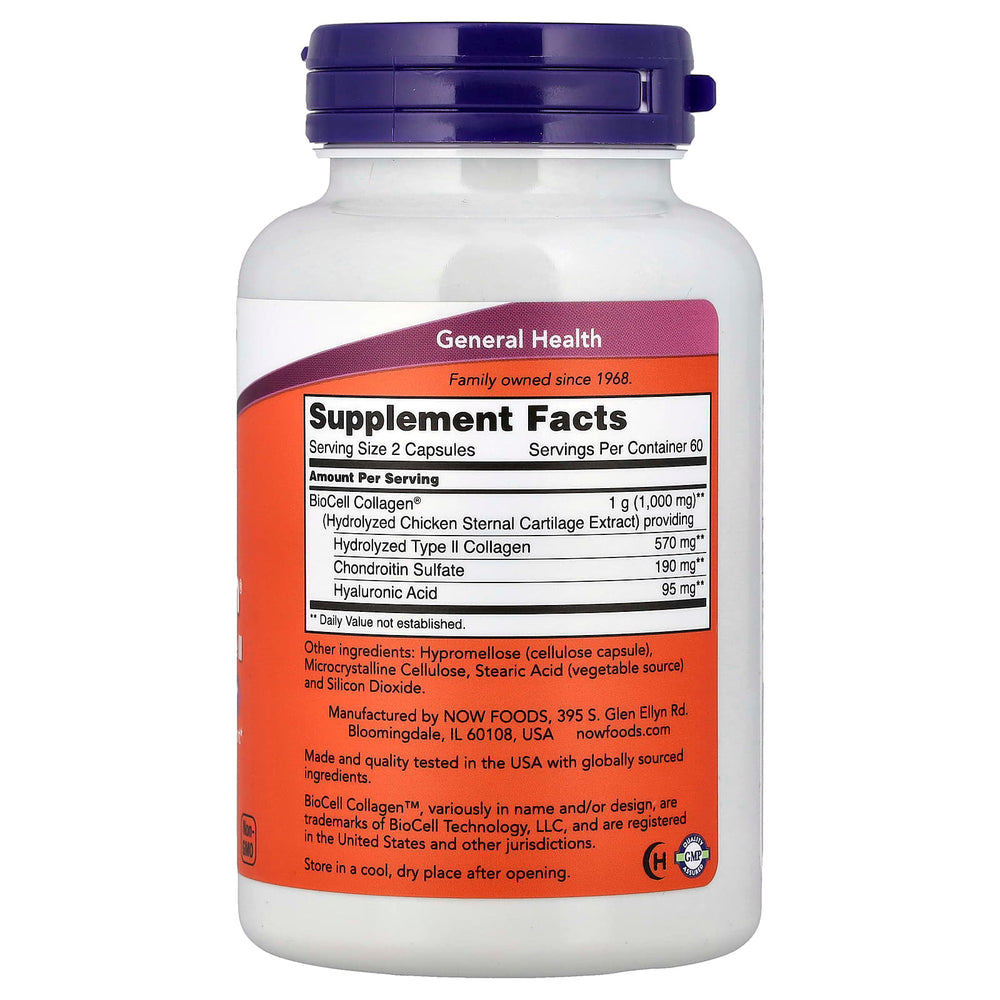 BioCell Collagen, Hydrolyzed Type 2, Now Foods, 120 capsule