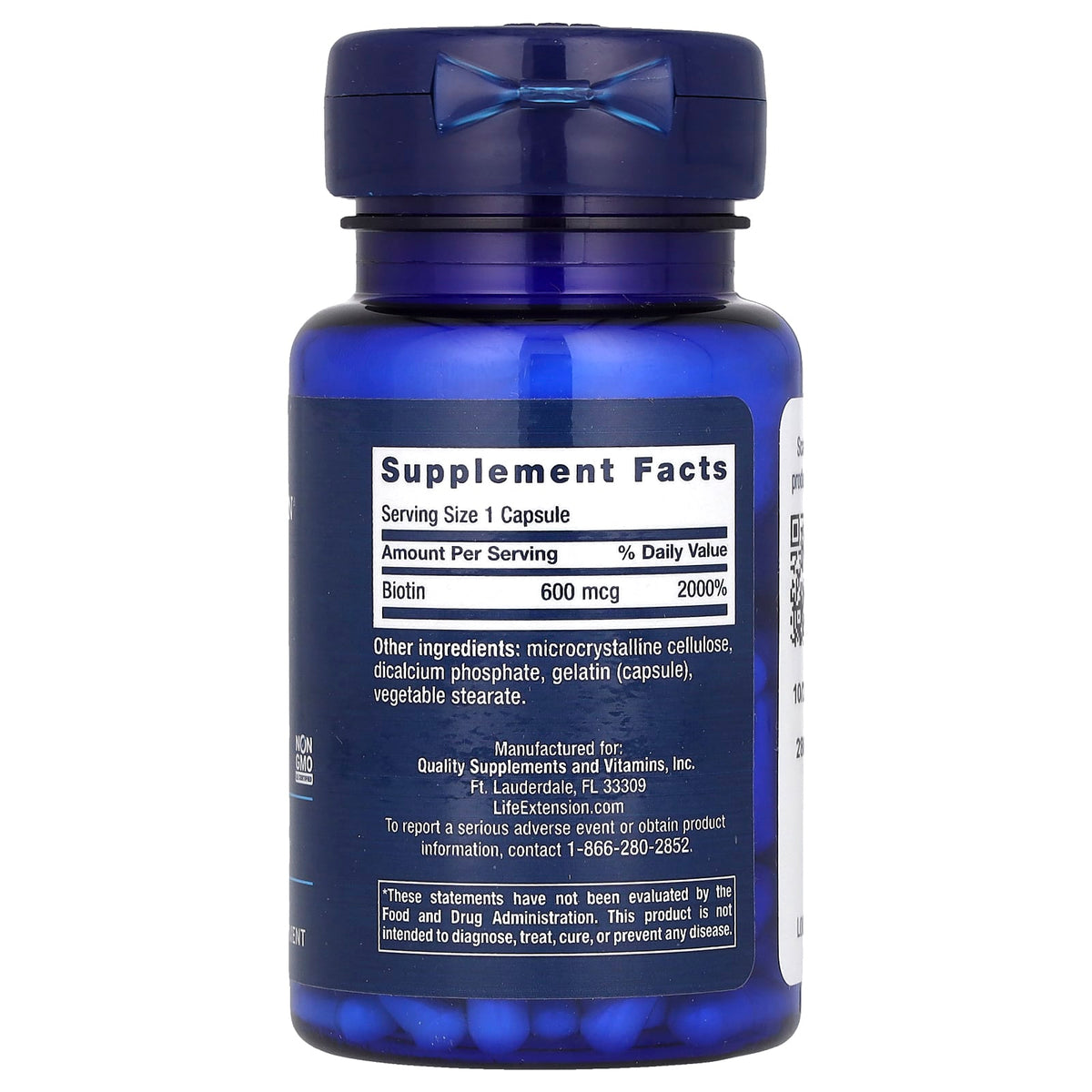 Biotin, 600 mcg, Life Extension, 100 capsule